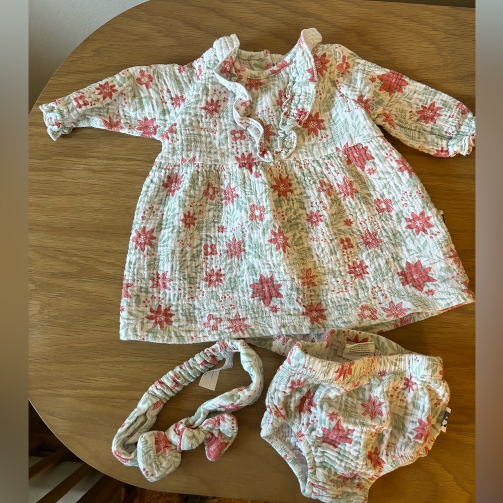 Rabbit and bear 0-3M dress set with bow